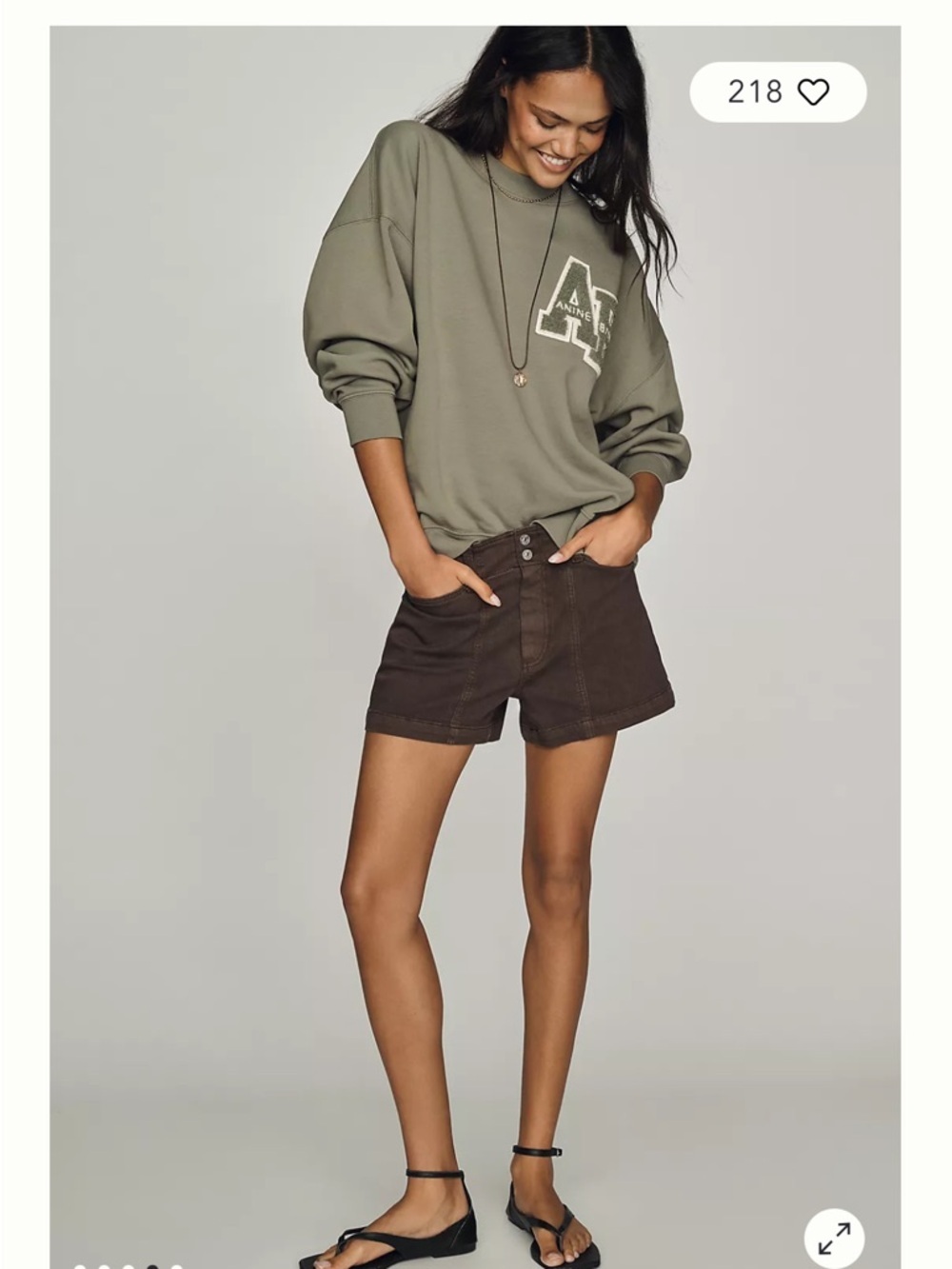 Anine Bing Miles AB Graphic Sweatshirt Sage Green Size Medium Oversized